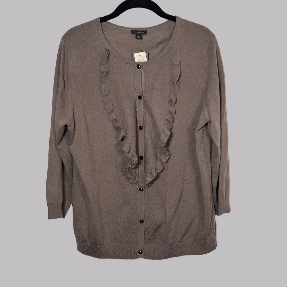 Ann Taylor Cashmere Blend 3/4 Sleeve Cardigan L